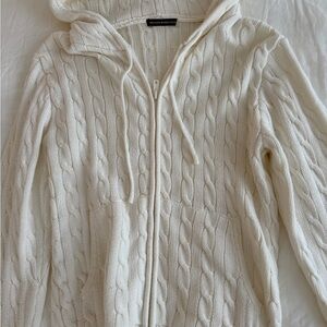 Brandy Melville Cotton Cableknit zip up hoodie